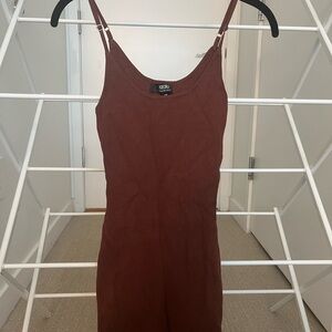 Brown Ribbed Mini Dress